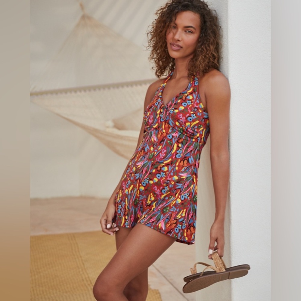 Garnet Hill Signature Crossover Swim Dress Womens Size 10